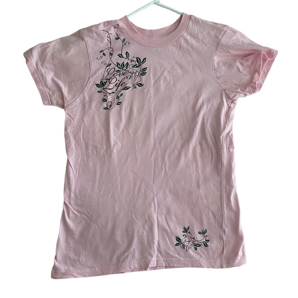 Steve & Barry’s Pale Pink Y2K Love Life Crewneck T-shirt Size Large